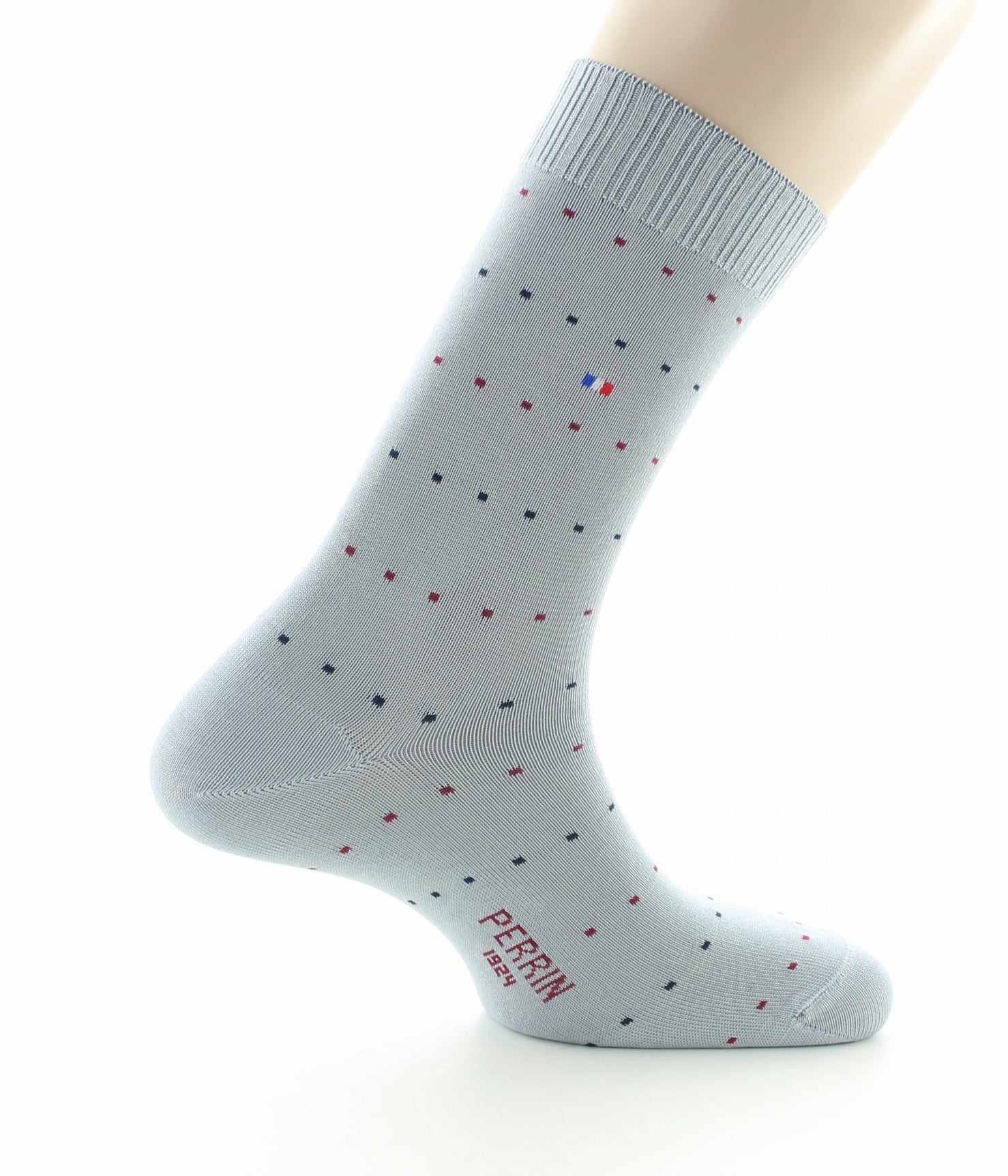 Chaussettes sans élastique Coton fil d'écosse supérieur Plumetis GRIS CLAIR