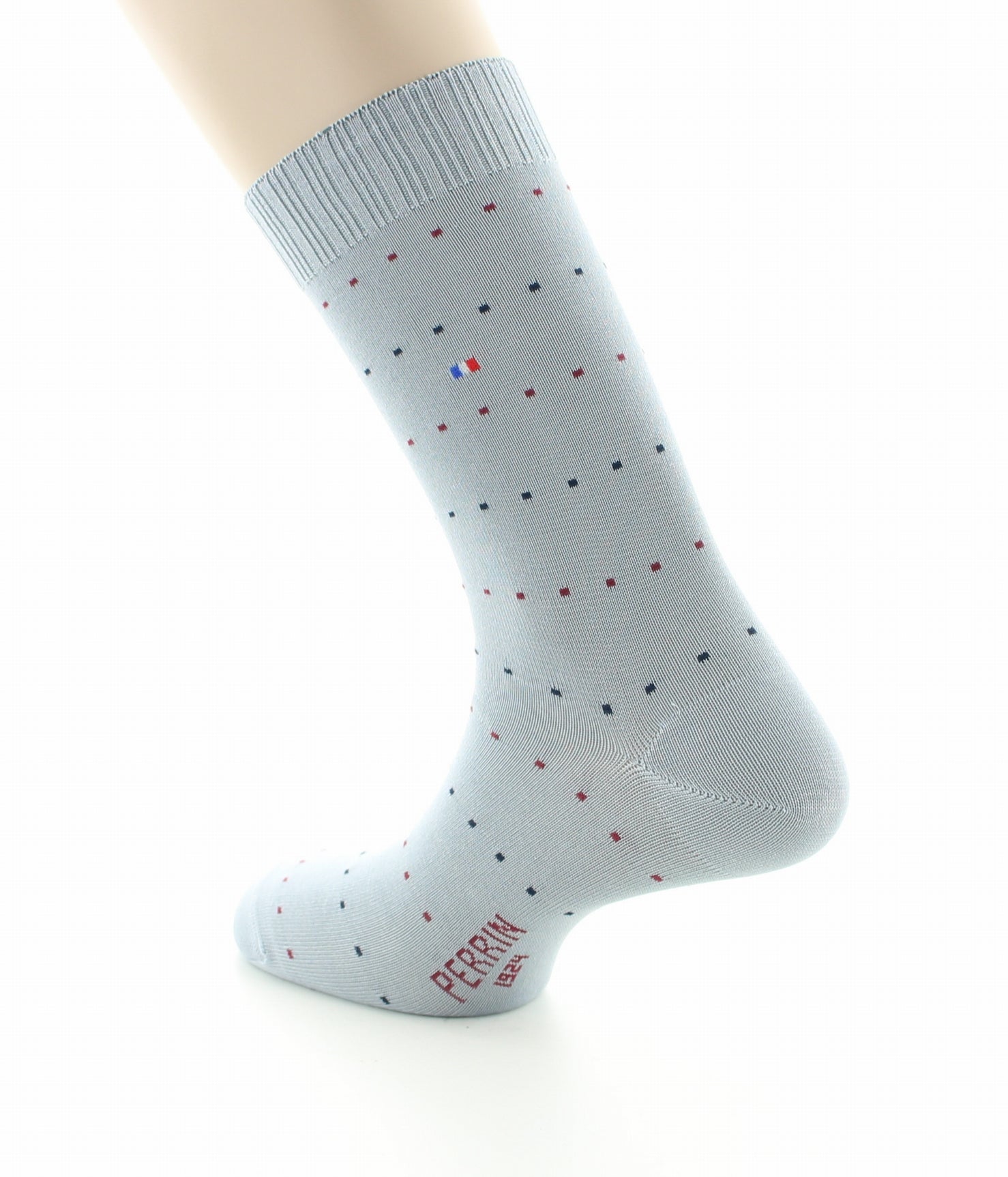 Chaussettes sans élastique Coton fil d'écosse supérieur Plumetis GRIS CLAIR