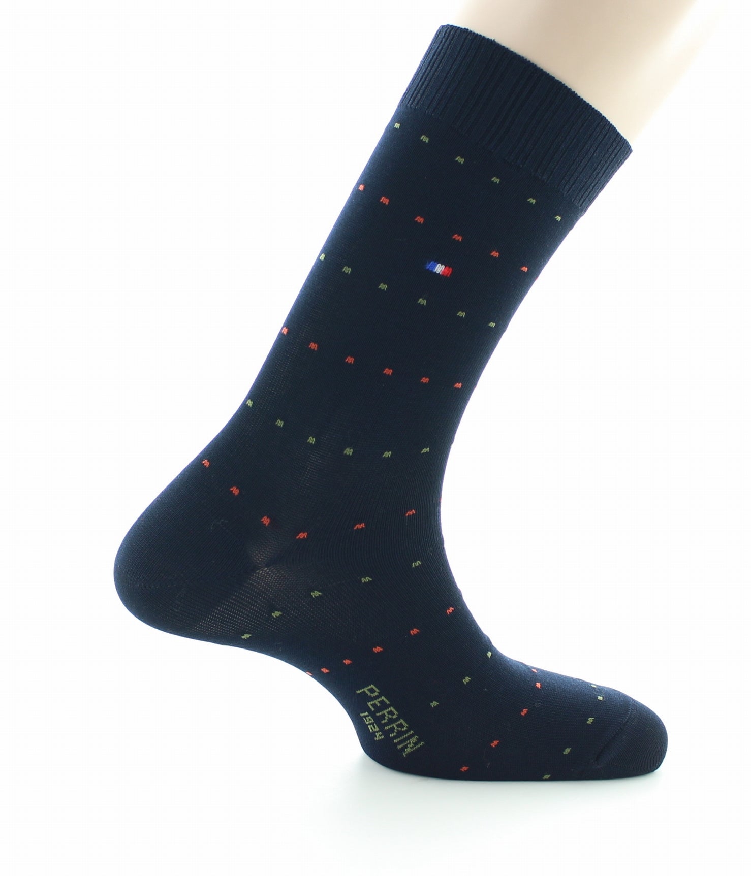 Chaussettes sans élastique Coton fil d'écosse supérieur Plumetis MARINE