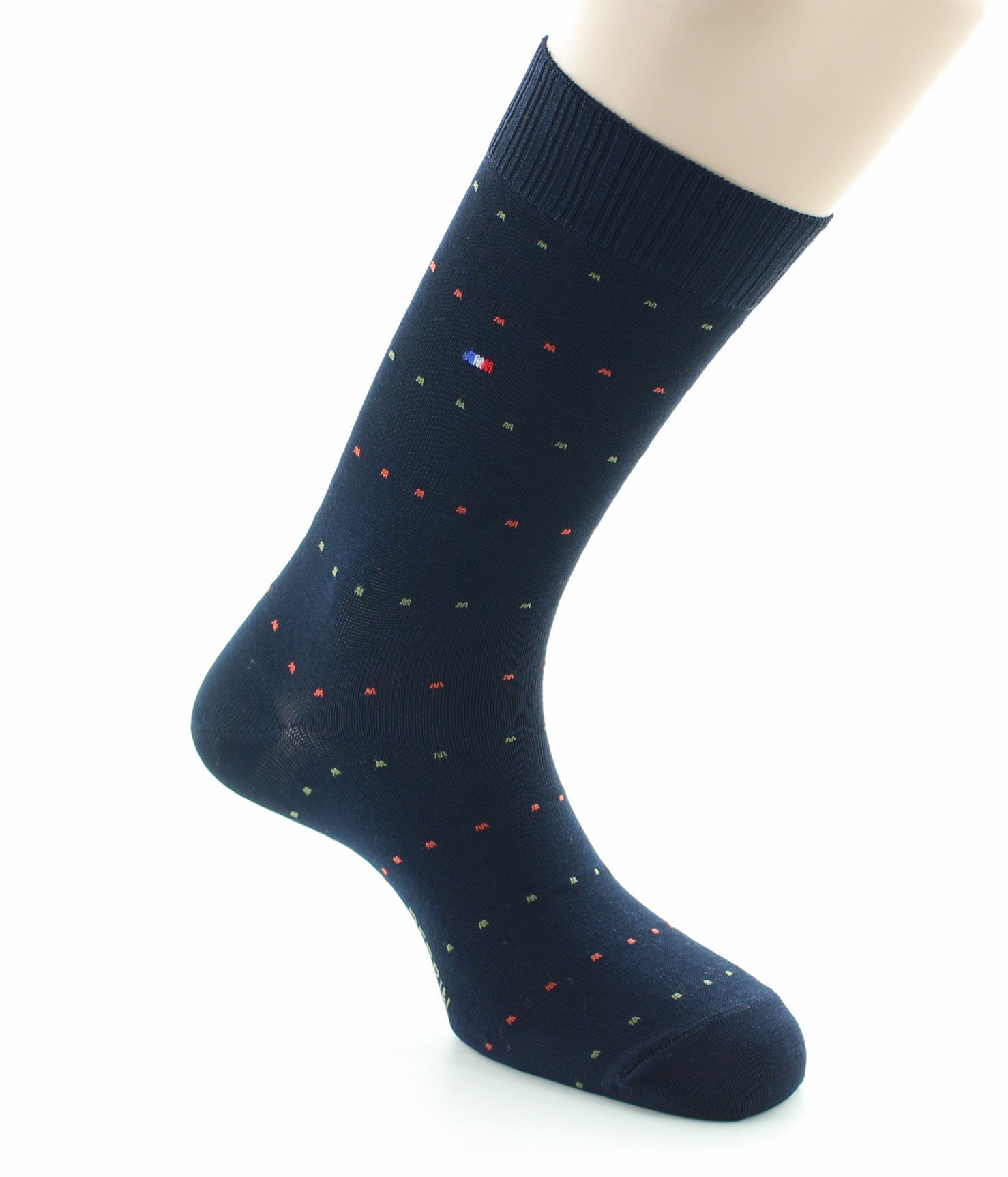 Chaussettes sans élastique Coton fil d'écosse supérieur Plumetis MARINE