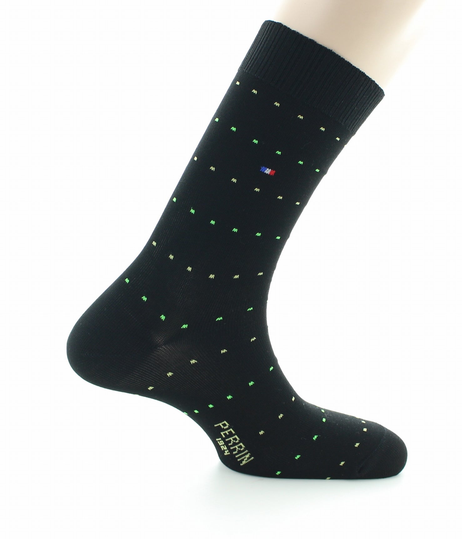 Chaussettes sans élastique Coton fil d'écosse supérieur Plumetis NOIR