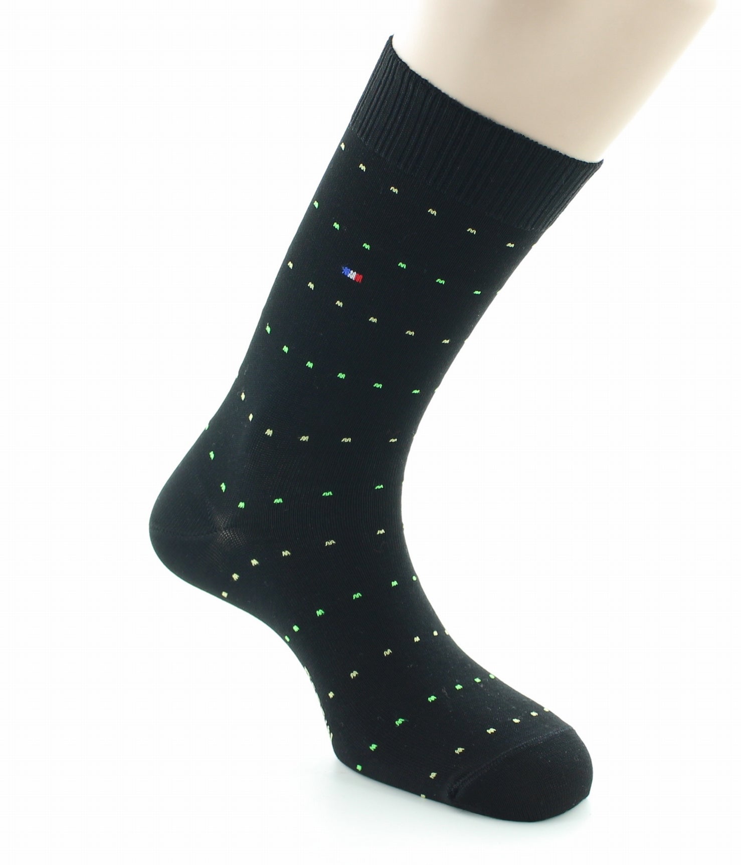 Chaussettes sans élastique Coton fil d'écosse supérieur Plumetis NOIR