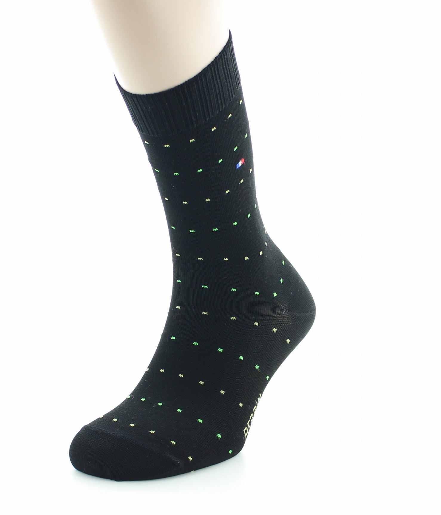 Chaussettes sans élastique Coton fil d'écosse supérieur Plumetis NOIR