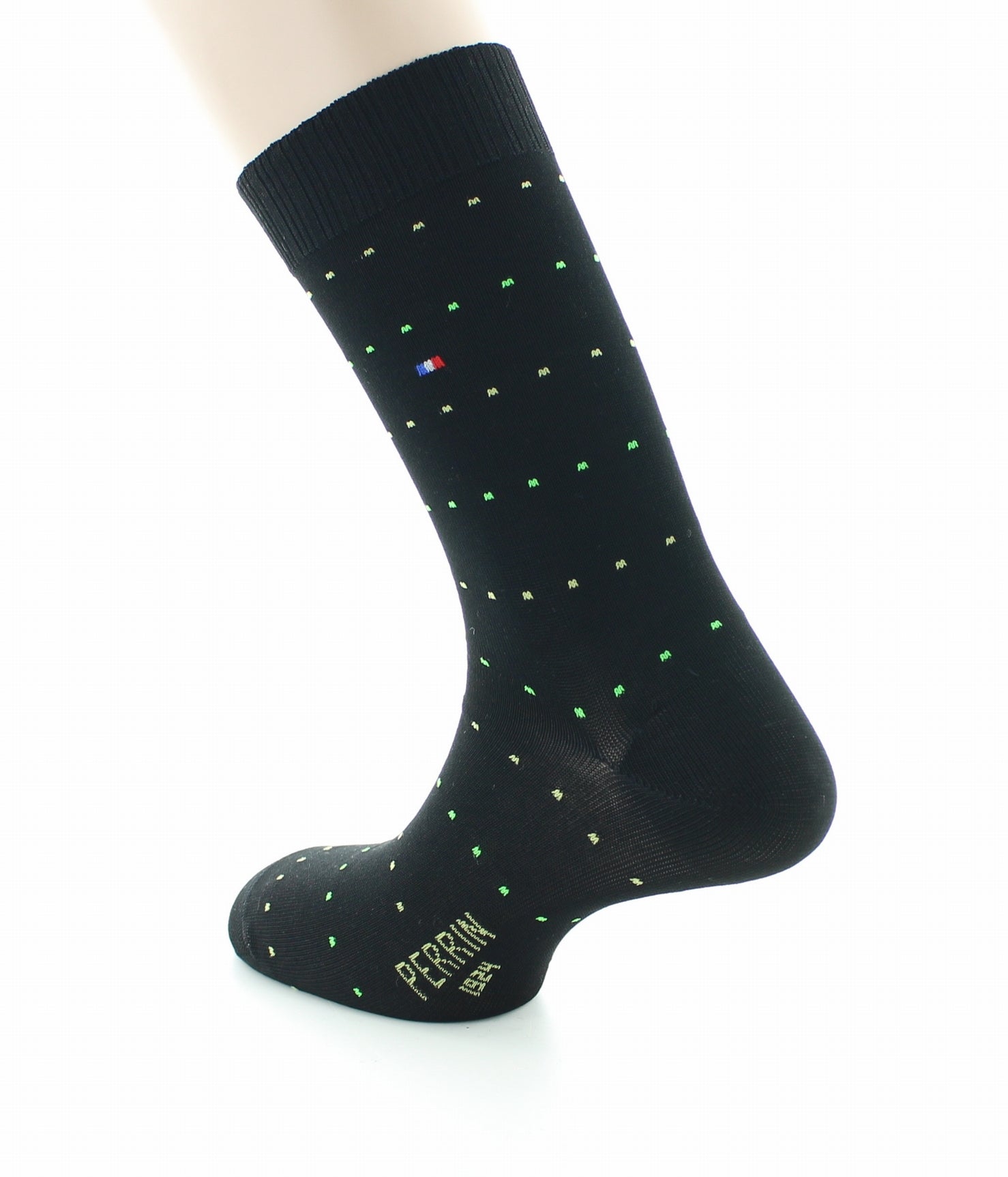 Chaussettes sans élastique Coton fil d'écosse supérieur Plumetis NOIR