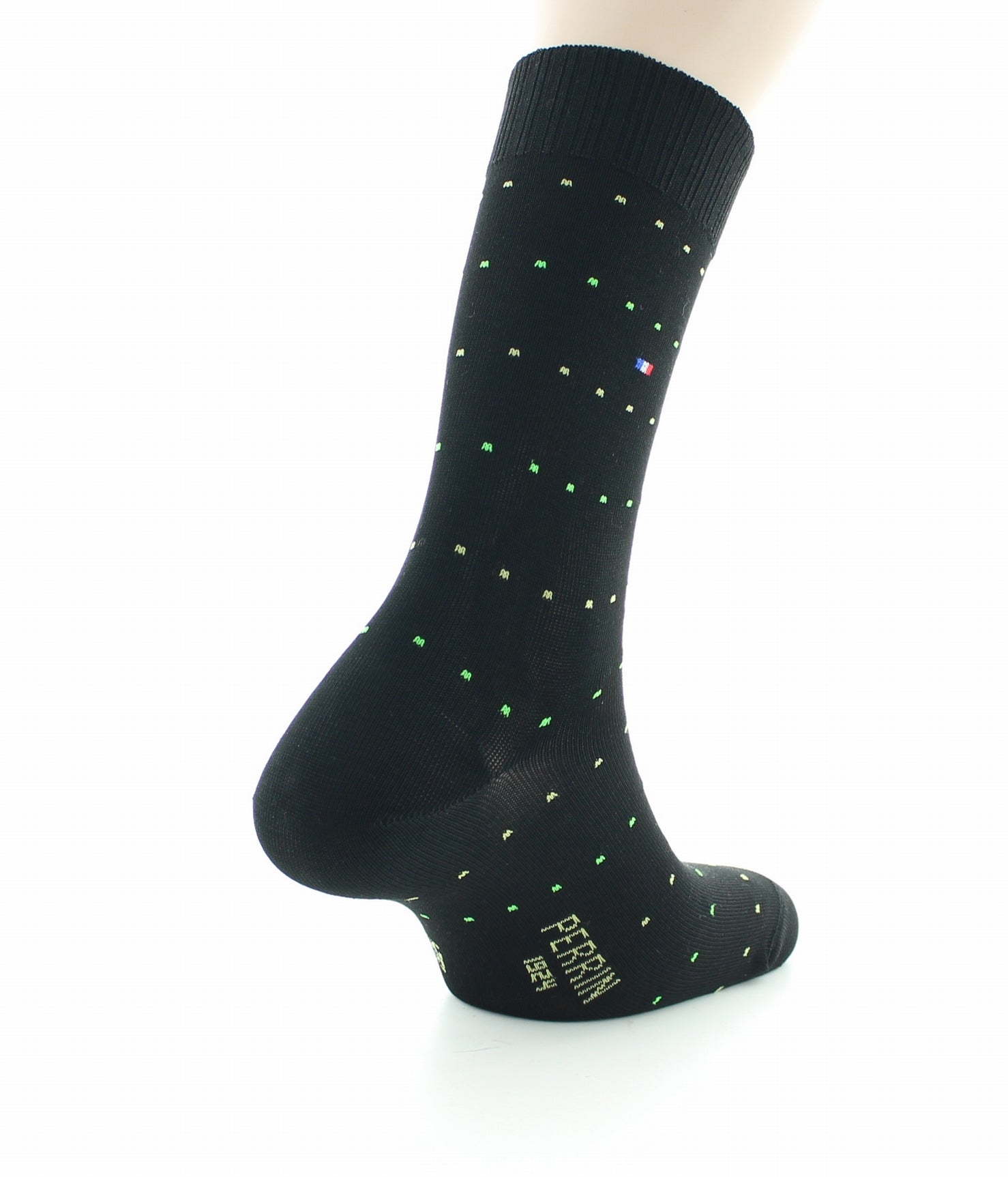 Chaussettes sans élastique Coton fil d'écosse supérieur Plumetis NOIR