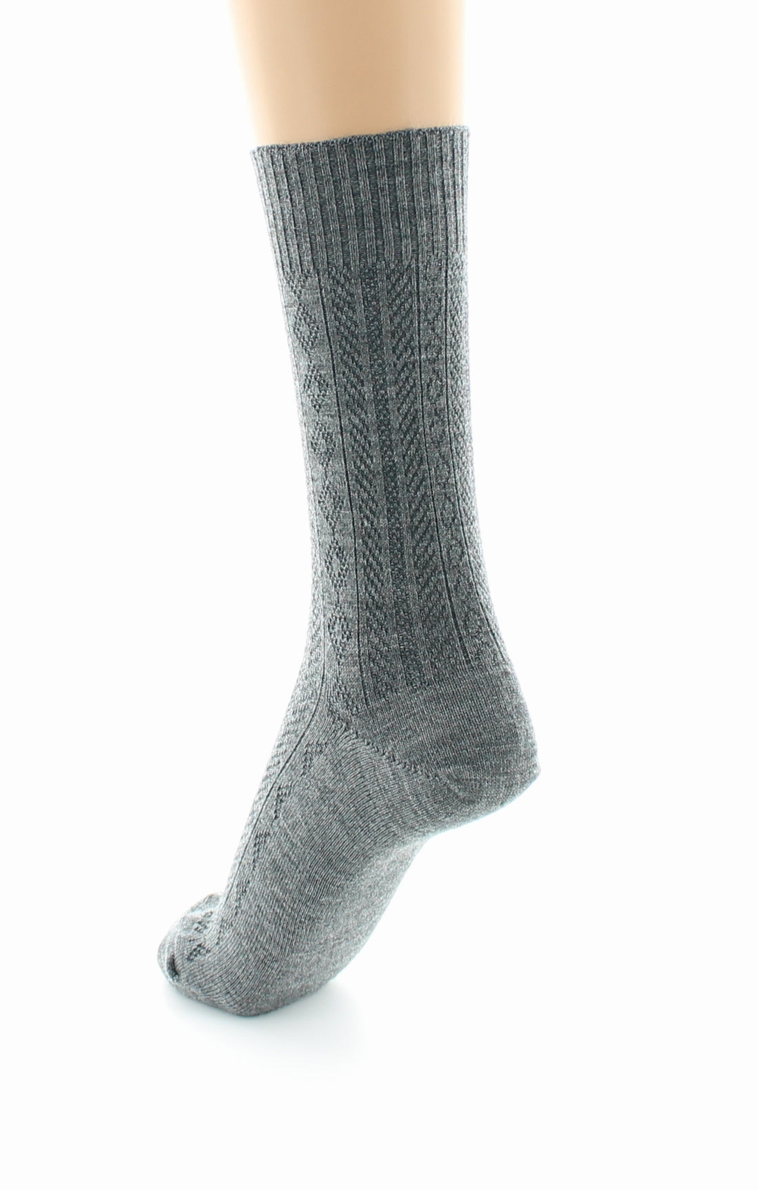 Chaussettes sans élastique en maille fantaisie - Laine peignée GRIS