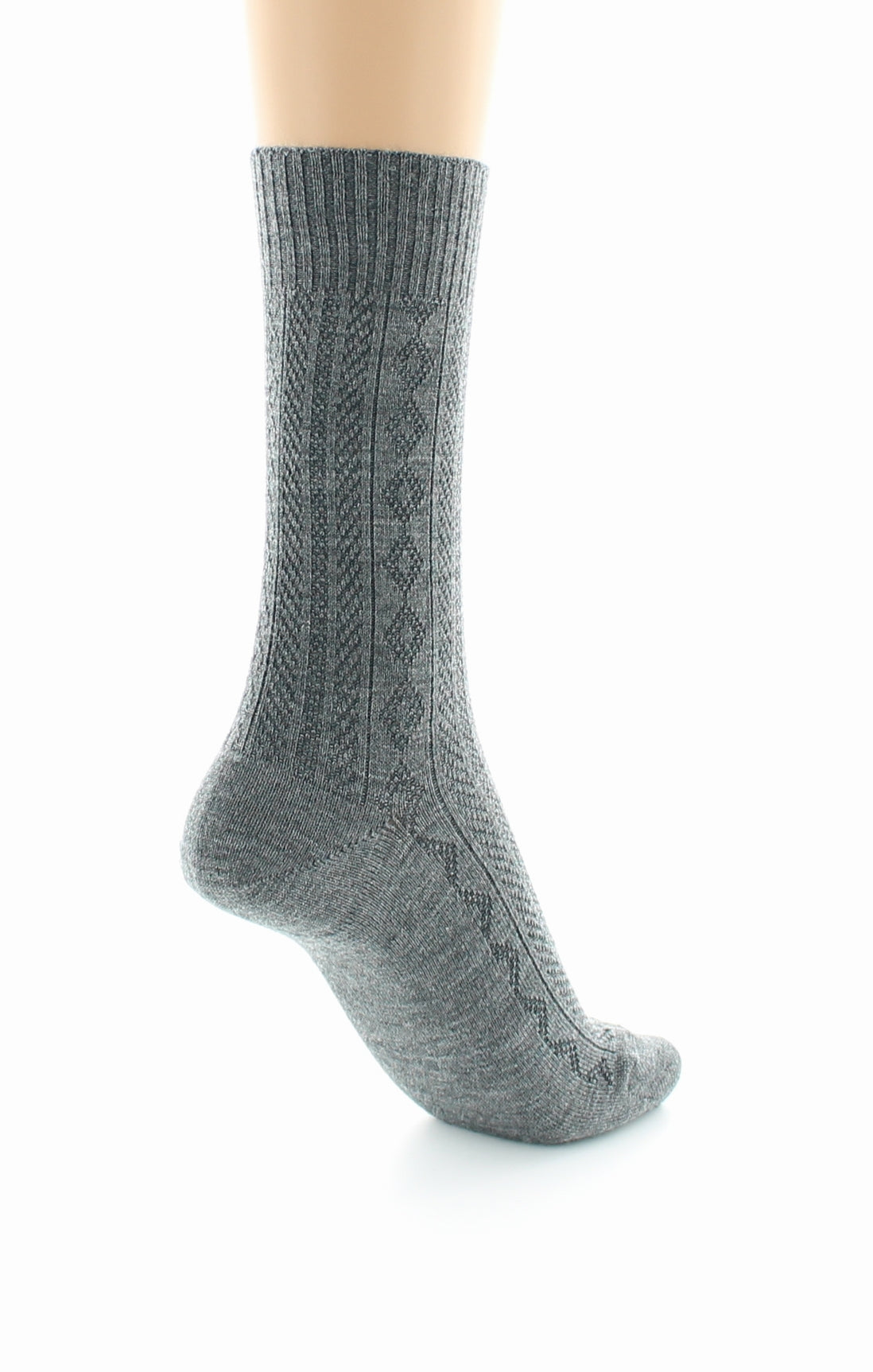 Chaussettes sans élastique en maille fantaisie - Laine peignée GRIS