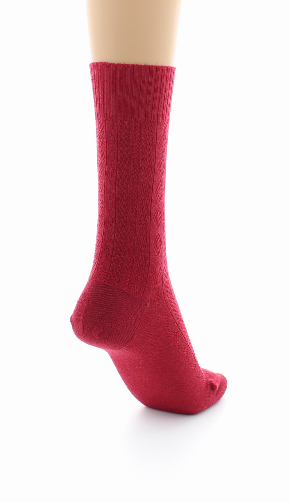 Chaussettes sans élastique en maille fantaisie - Laine peignée ROUGE