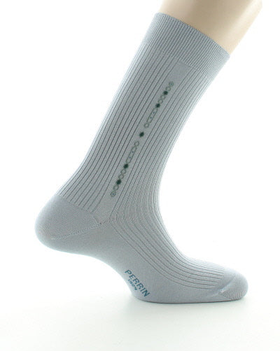 Chaussettes sans élastique fil d'Ecosse à baguette maillons GRIS CLAIR