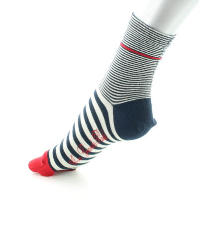 Chaussettes tabi à rayures bleu blanc rouge ECRU