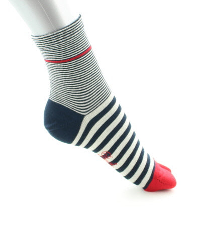 Chaussettes tabi à rayures bleu blanc rouge ECRU