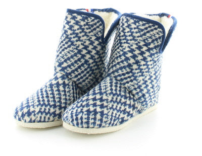 Chaussons BOOTIES à motif pied-de-poule MARINE