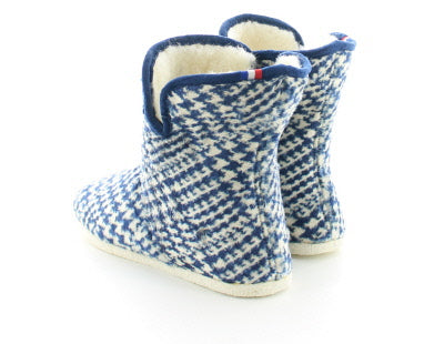 Chaussons BOOTIES à motif pied-de-poule MARINE