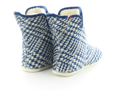 Chaussons BOOTIES à motif pied-de-poule MARINE