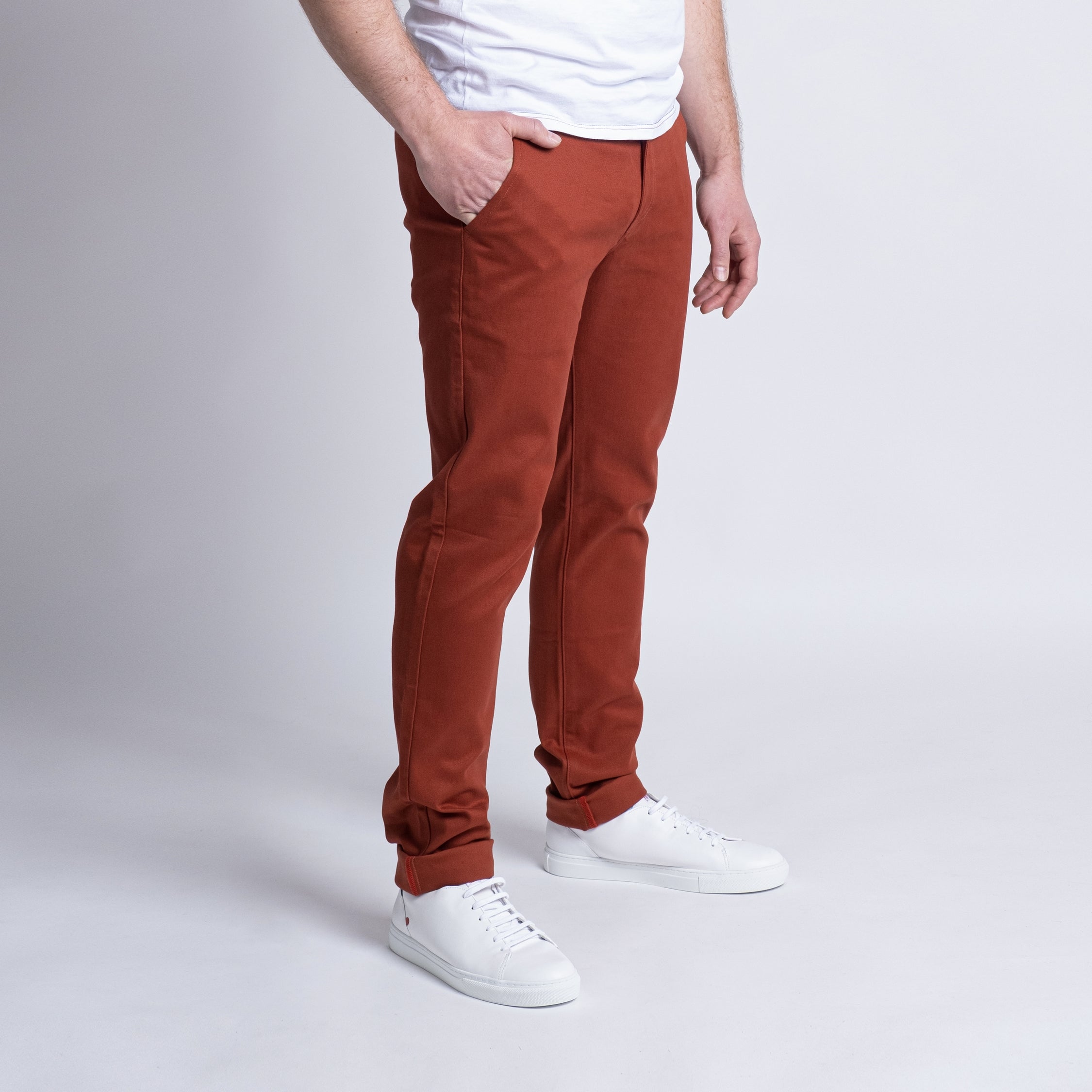 Chino ajusté 163 FiliDenim Flex terracotta TERRACOTA