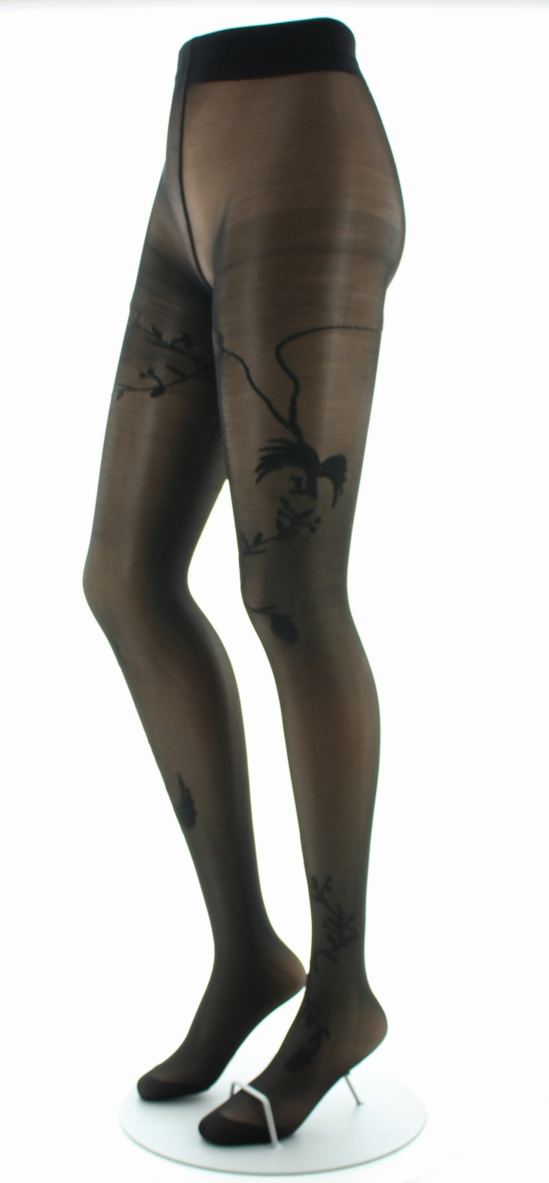 Collants 30D femme noir oiseau noir NOIR