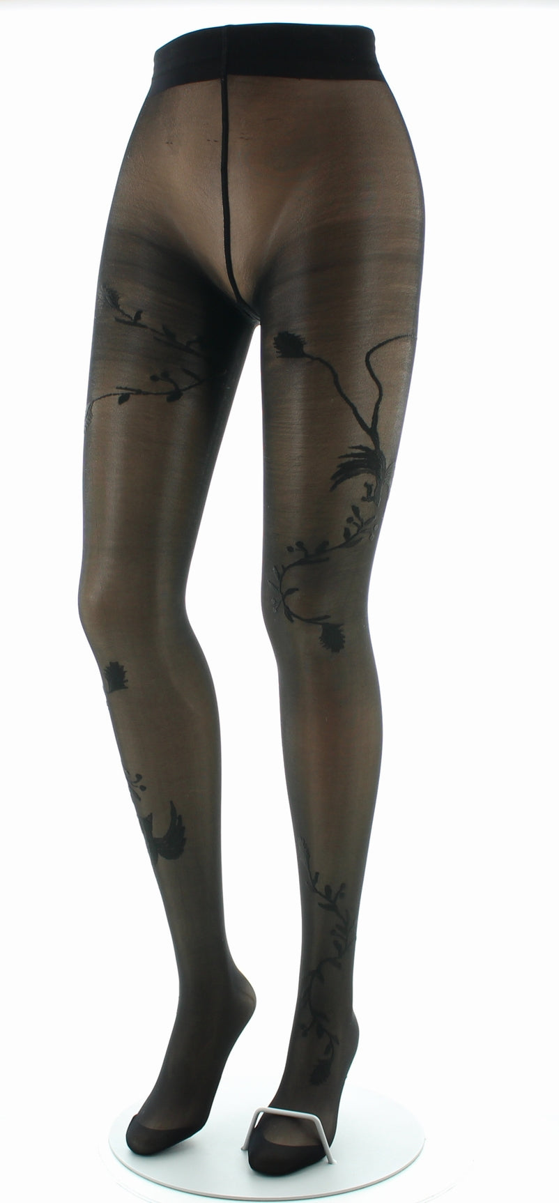 Collants 30D femme noir oiseau noir NOIR