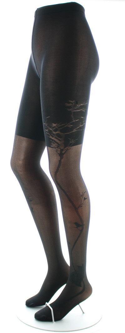 Collants 40D Arbre et Dentelle noir NOIR