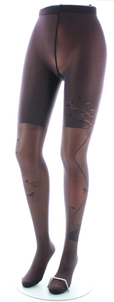 Collants 40D Arbre et Dentelle prune PRUNE