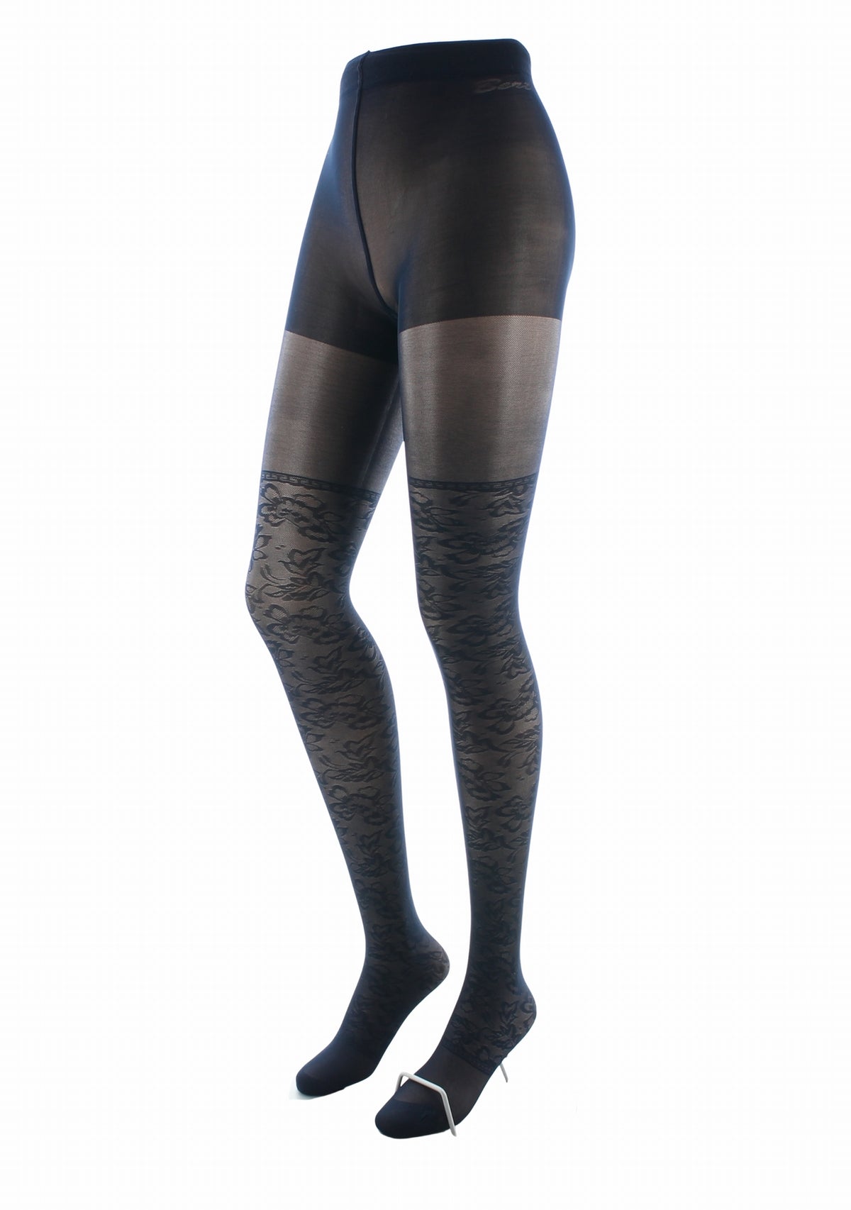 Collants 40D Berthe Dentelle fond marine MARINE