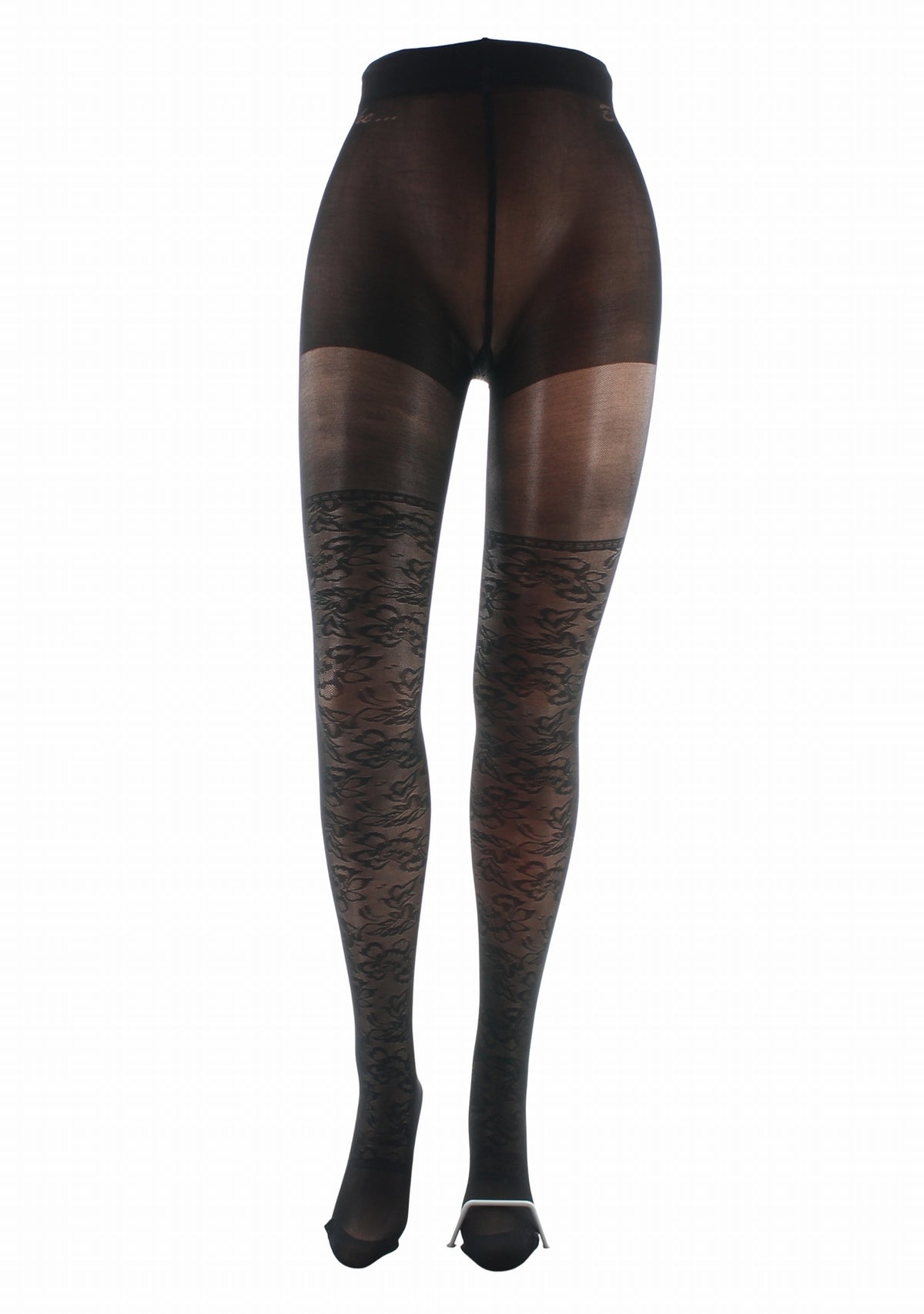 Collants 40D Berthe Dentelle fond noir NOIR