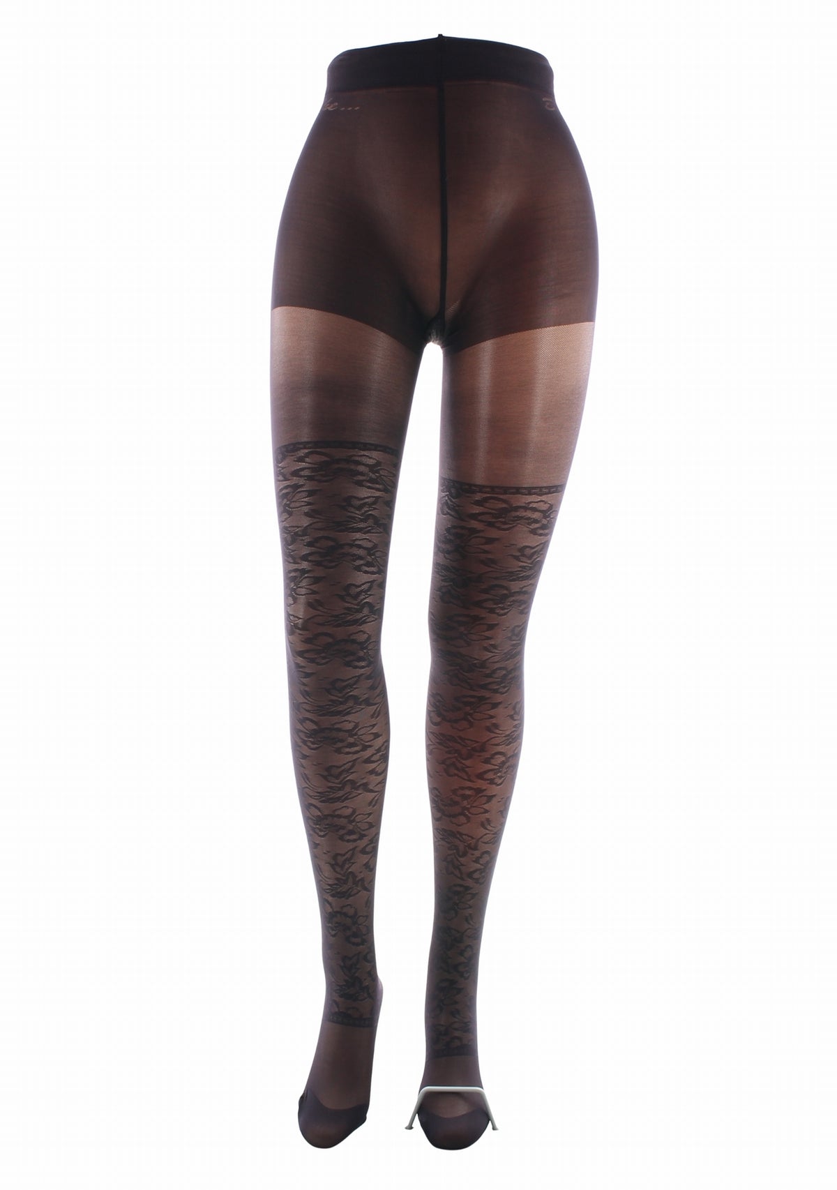 Collants 40D Berthe Dentelle fond prune PRUNE