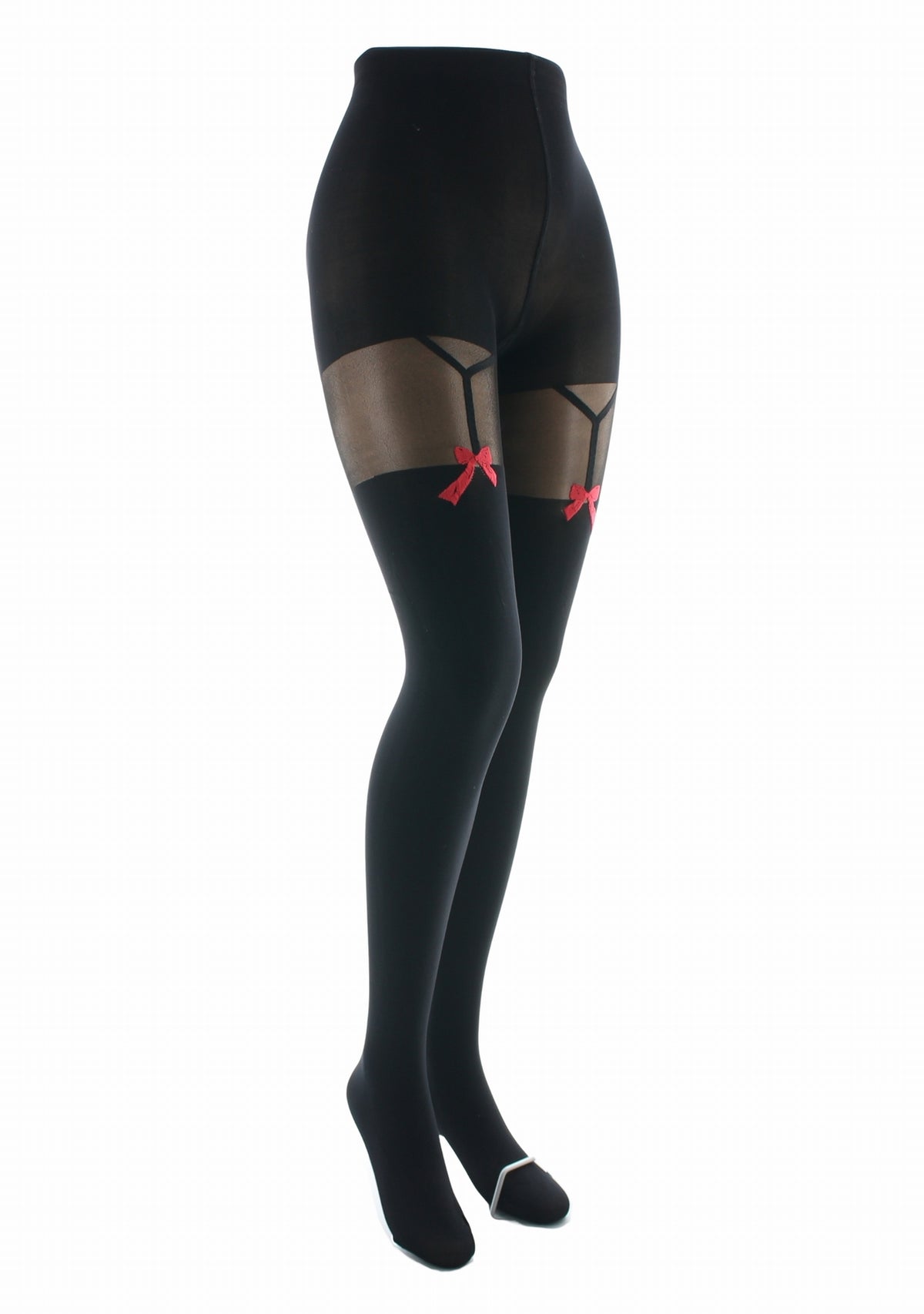 Collants 40D Berthe Nœud noir/rouge NOIR/ROUGE