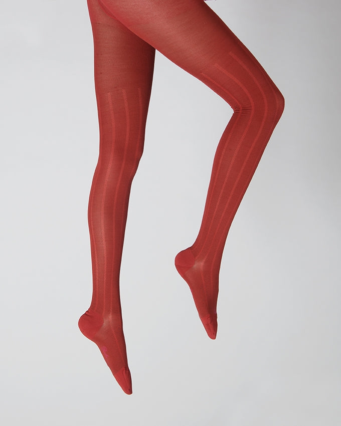 Collants en soie rouge ROUGE