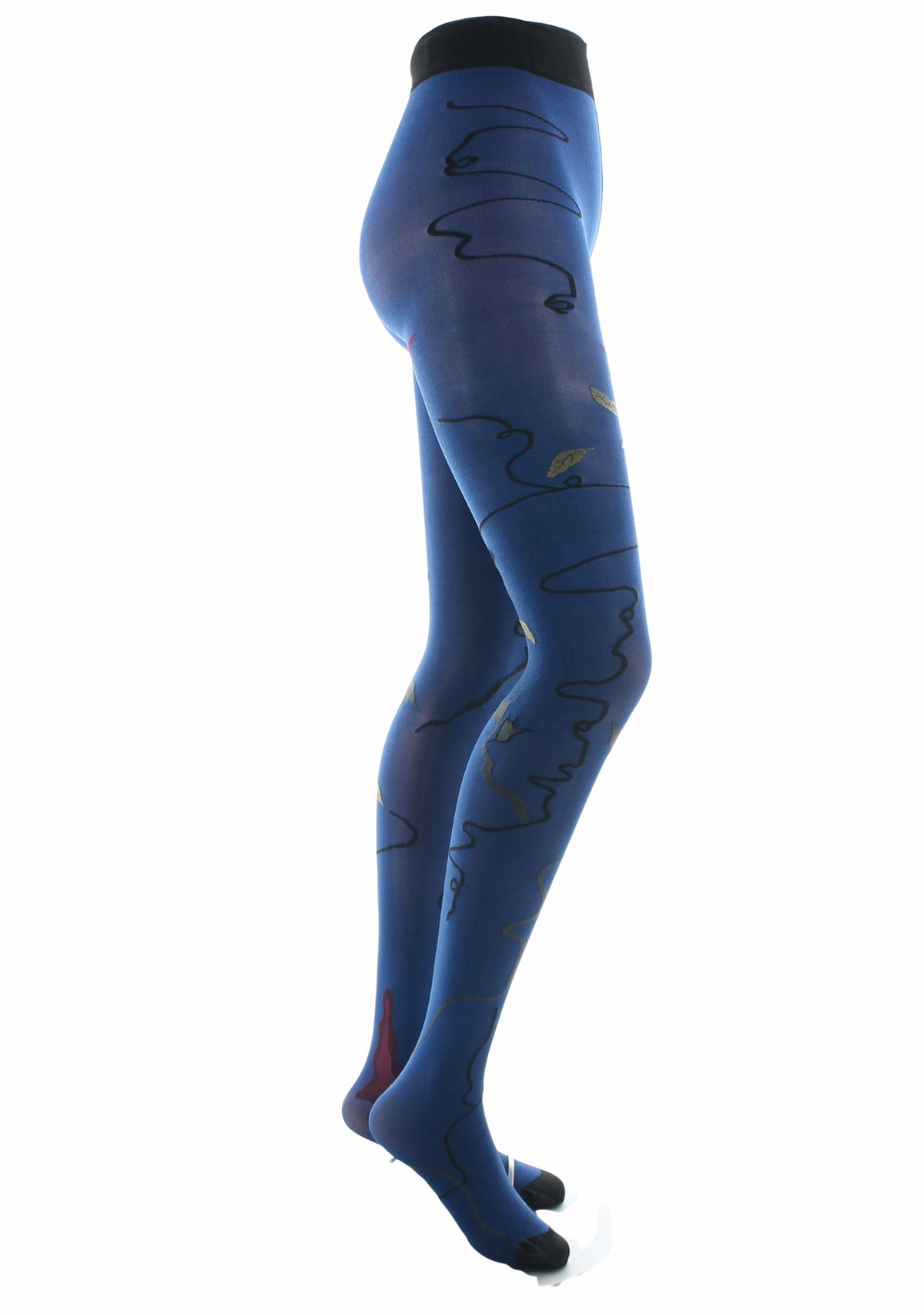 Collants femme 40 deniers Rose fond bleu royal - Berthe Aux Grands Pieds BLEU ROYAL