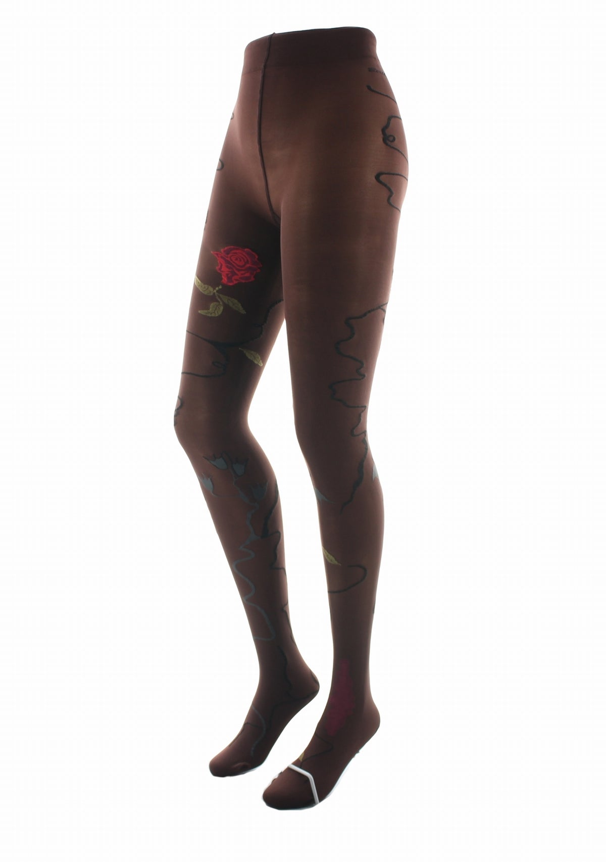 Collants femme 40 deniers Rose fond chocolat - Berthe Aux Grands Pieds CHOCOLAT
