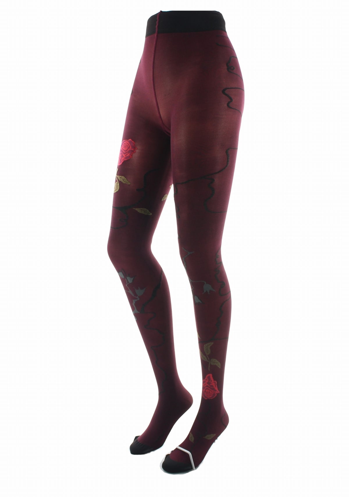 Collants femme 40 deniers Rose fond Rouge/Bordeaux irisé - Berthe Aux Grands Pieds ROUGE