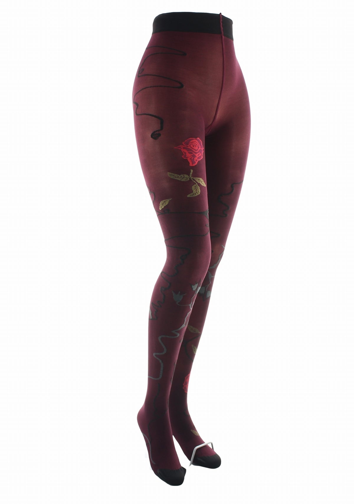 Collants femme 40 deniers Rose fond Rouge/Bordeaux irisé - Berthe Aux Grands Pieds ROUGE