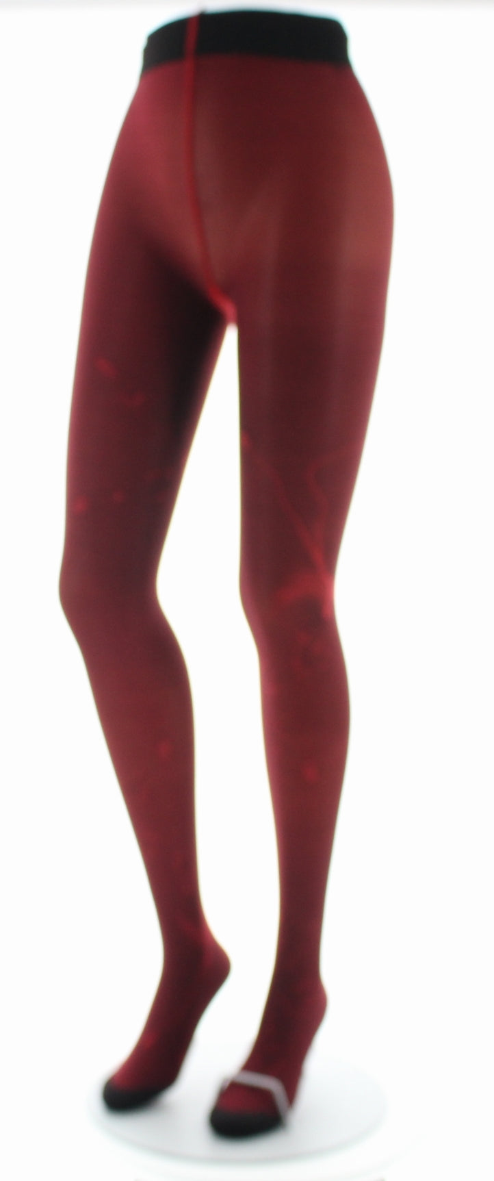 Collants femme 40D maille dévorée rouge oiseau lyre ROUGE