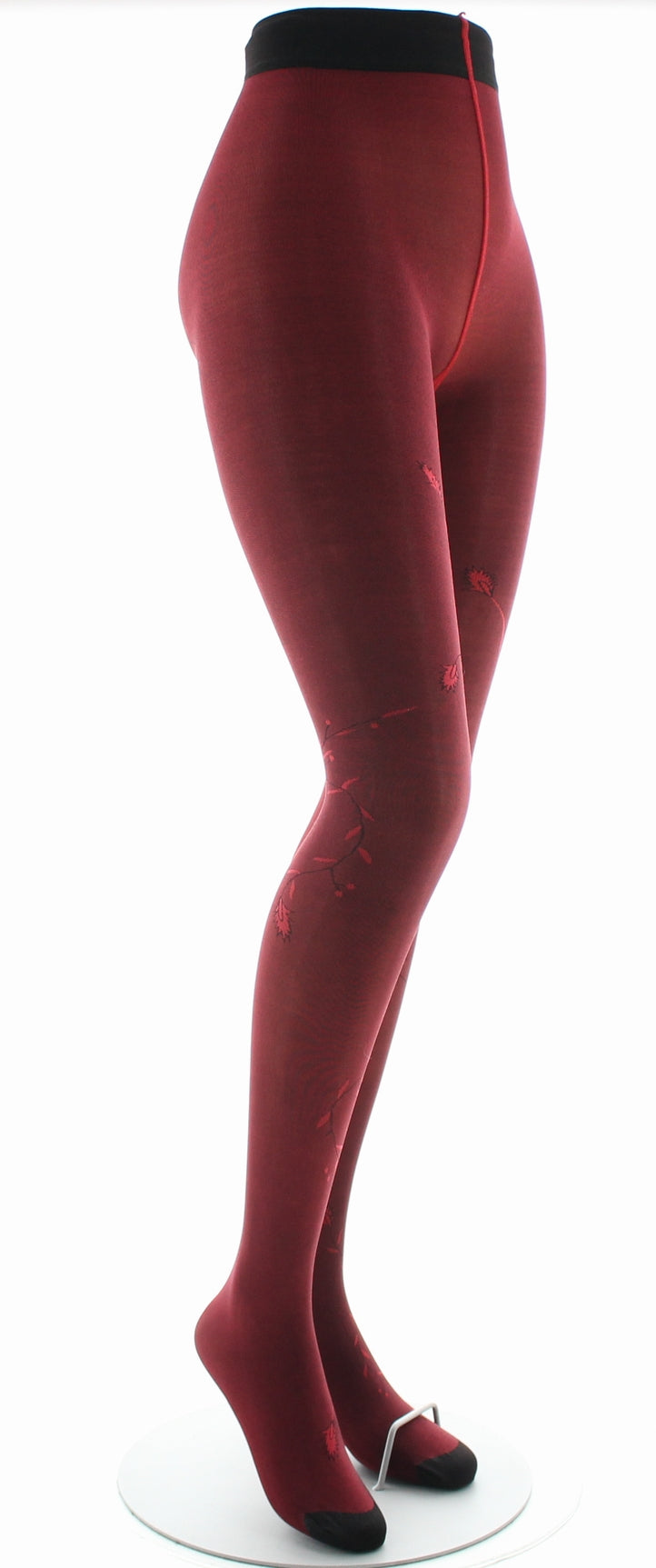 Collants femme 40D maille dévorée rouge oiseau lyre ROUGE