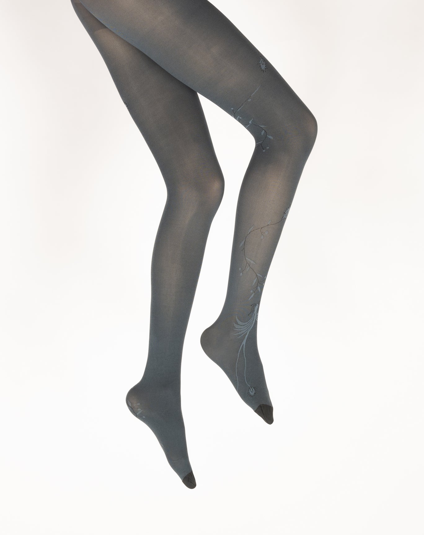 Collants femme 40D maille dévorée pétrole oiseau lyre PETROLE