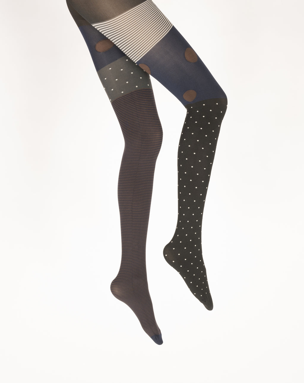 Collants femme 60D pois et rayures noir et marine