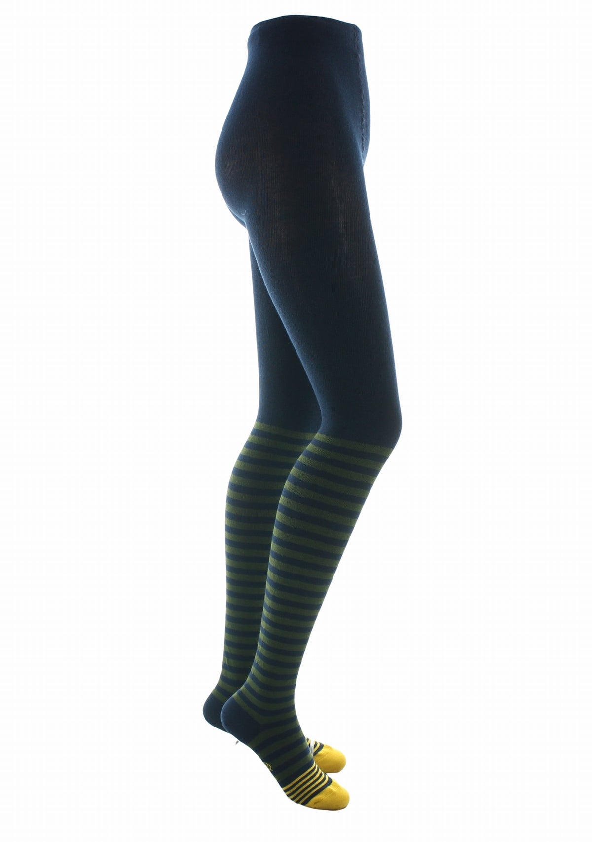 Collants femme coton Berthe Rayures Kaki MARINE/KAKI