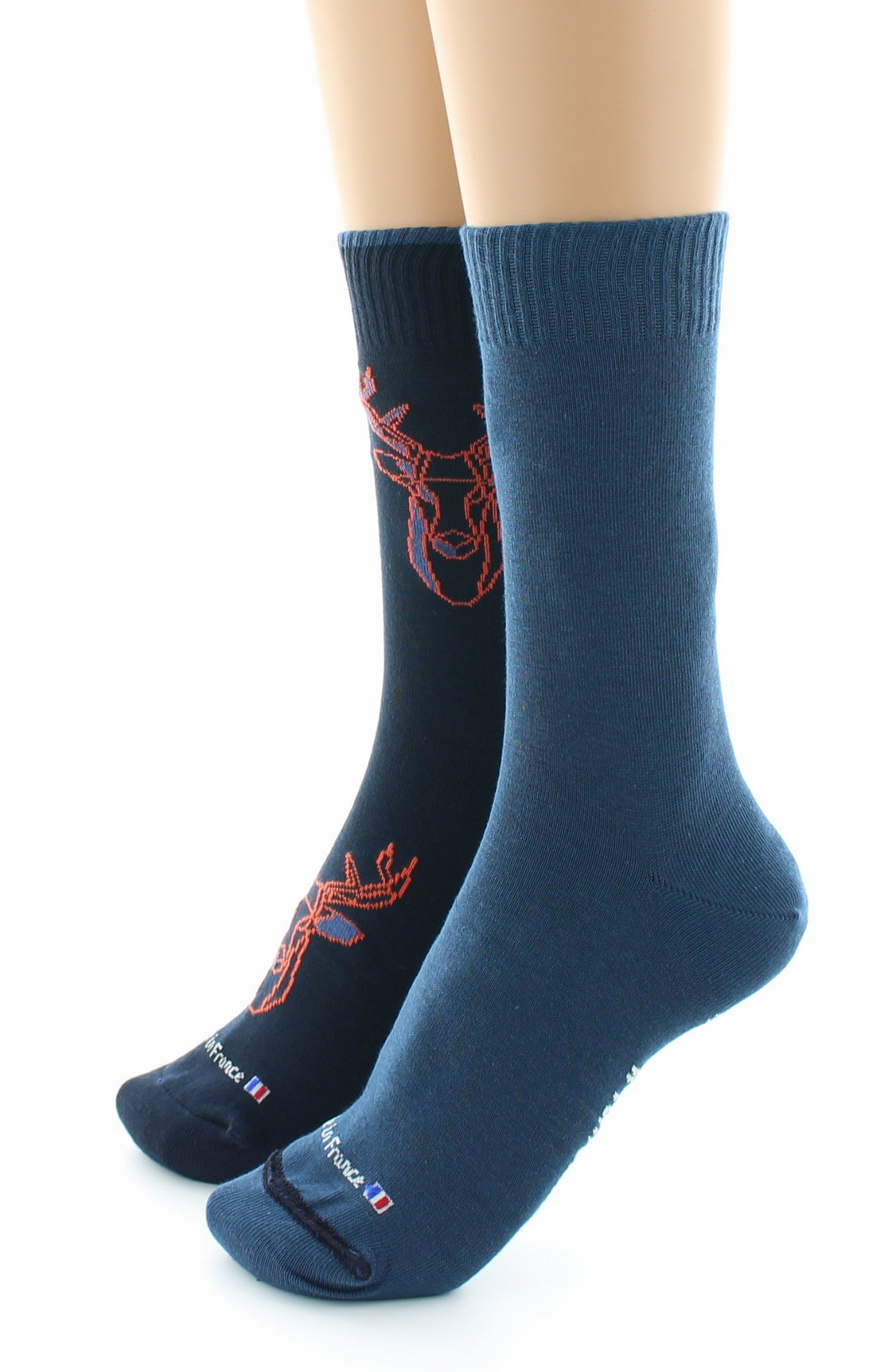 Doubles chaussettes réversibles Cerf Marine Intérieur Bleu pétrole MARINE BLEU PETROLE