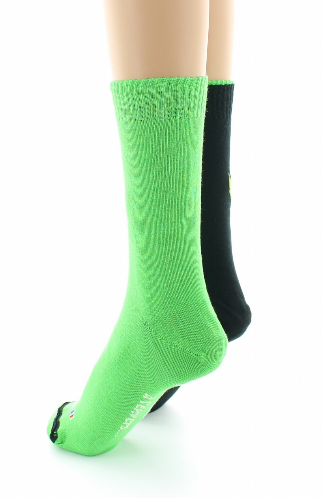 Doubles chaussettes réversibles Cerf Noir Intérieur Vert pomme NOIR-VERT POMME