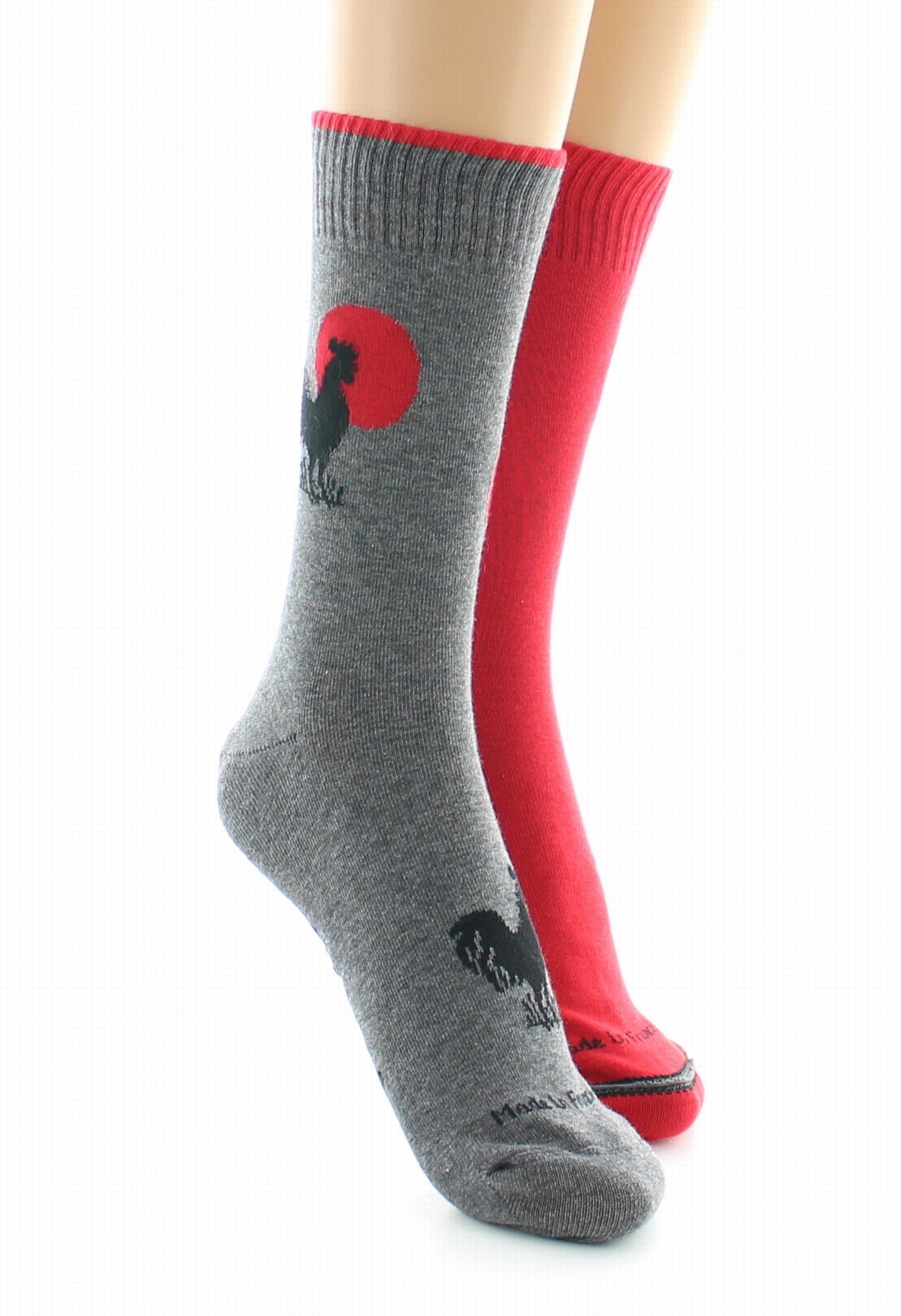 Doubles chaussettes réversibles Coq Gris Intérieur Rouge GRIS-ROUGE