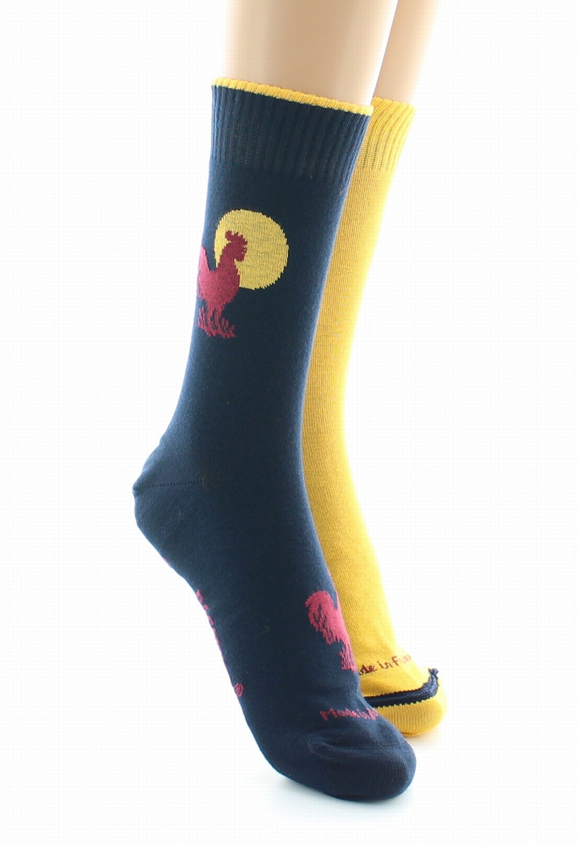 Doubles chaussettes réversibles Coq Marine Intérieur Jaune MARINE-JAUNE