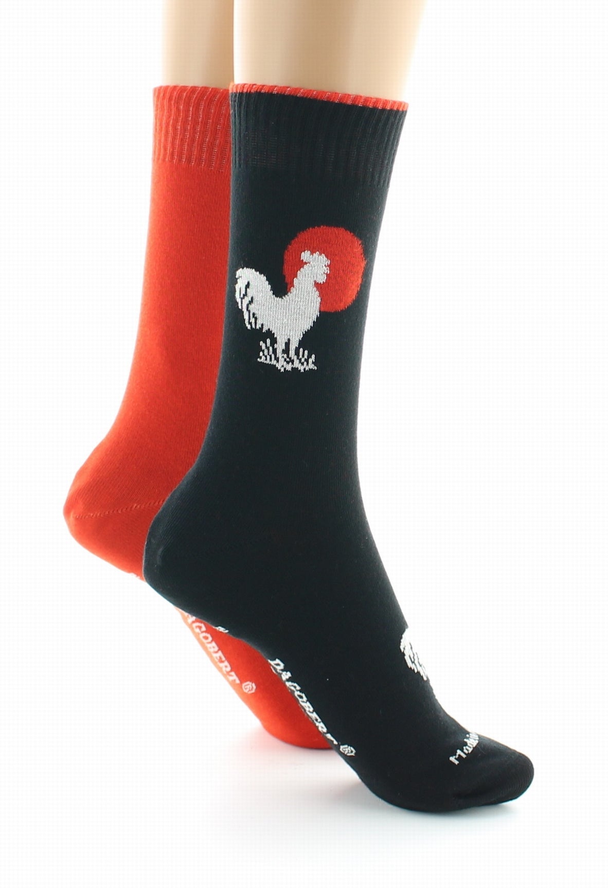 Doubles chaussettes réversibles Coq Noir Intérieur Orange NOIR-ORANGE