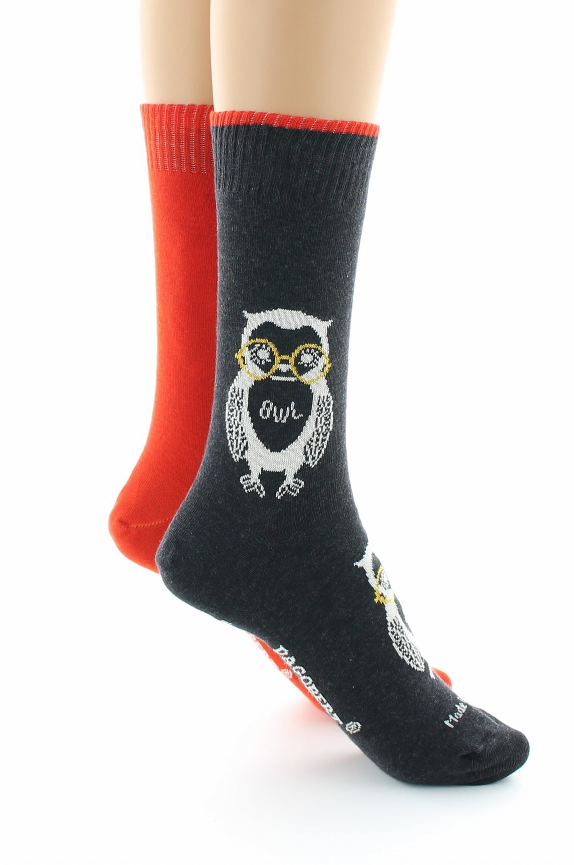 Doubles chaussettes réversibles Hibou Anthracite Intérieur Rouille ANTHRACITE-ROUILLE