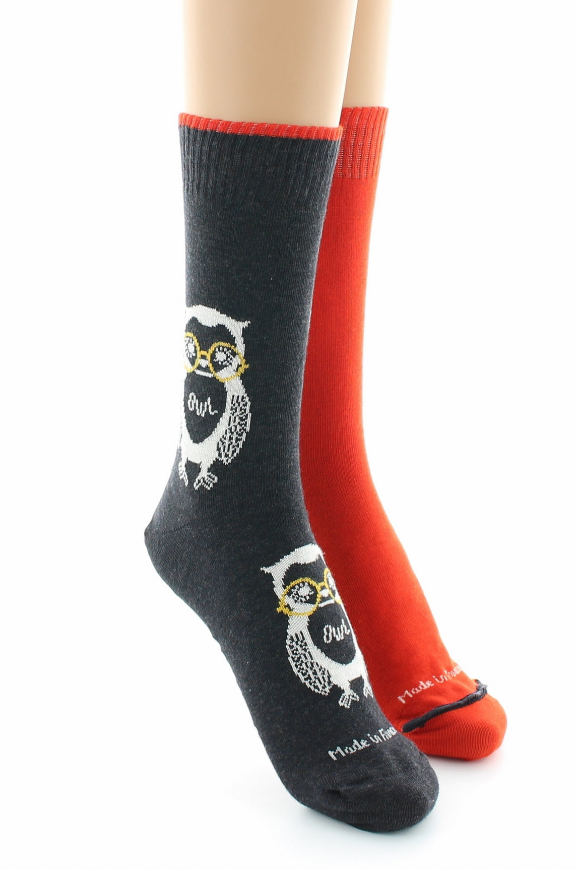 Doubles chaussettes réversibles Hibou Anthracite Intérieur Rouille ANTHRACITE-ROUILLE