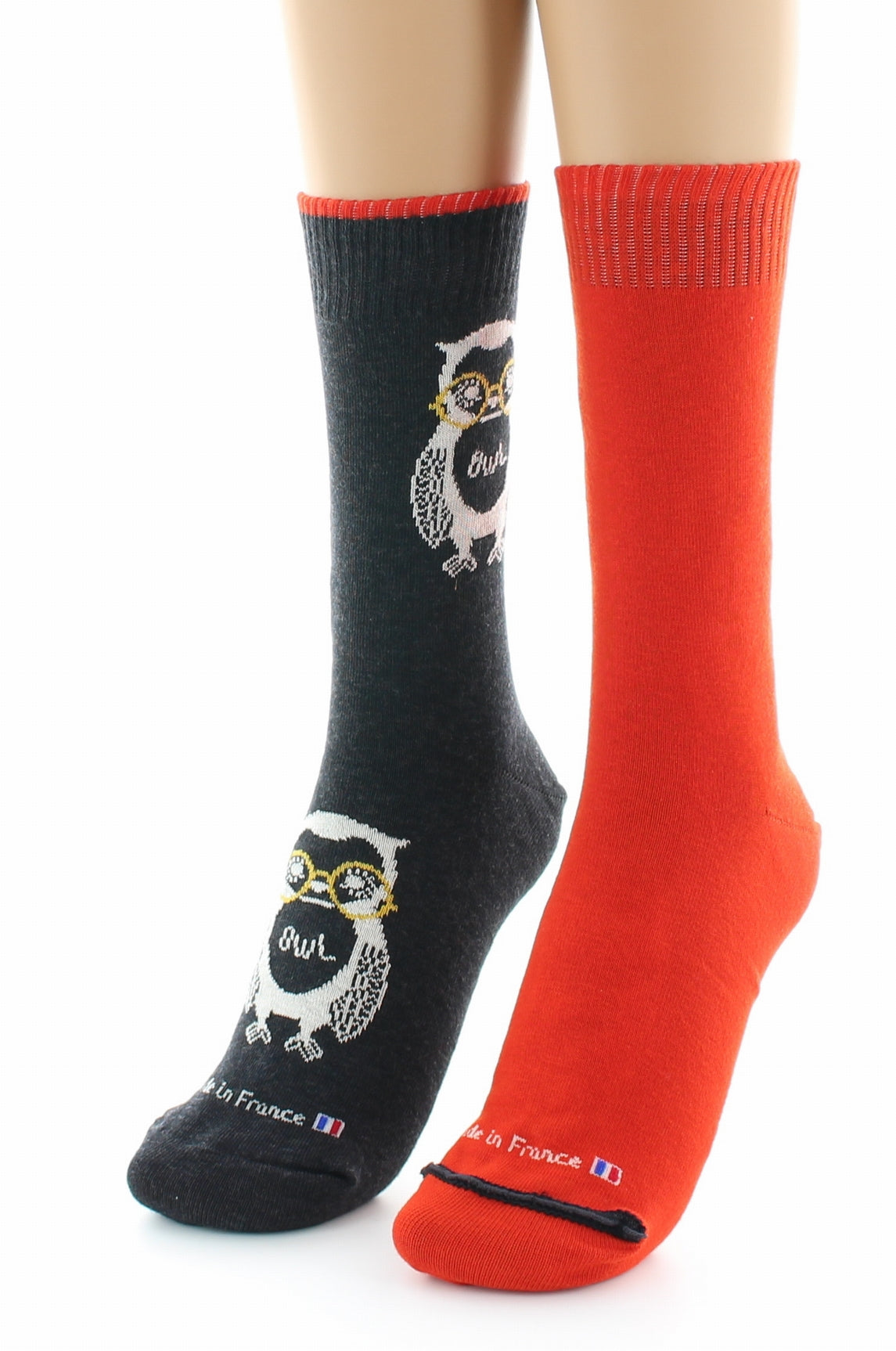 Doubles chaussettes réversibles Hibou Anthracite Intérieur Rouille ANTHRACITE-ROUILLE