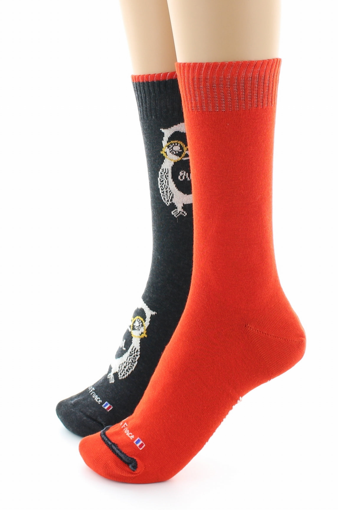 Doubles chaussettes réversibles Hibou Anthracite Intérieur Rouille ANTHRACITE-ROUILLE