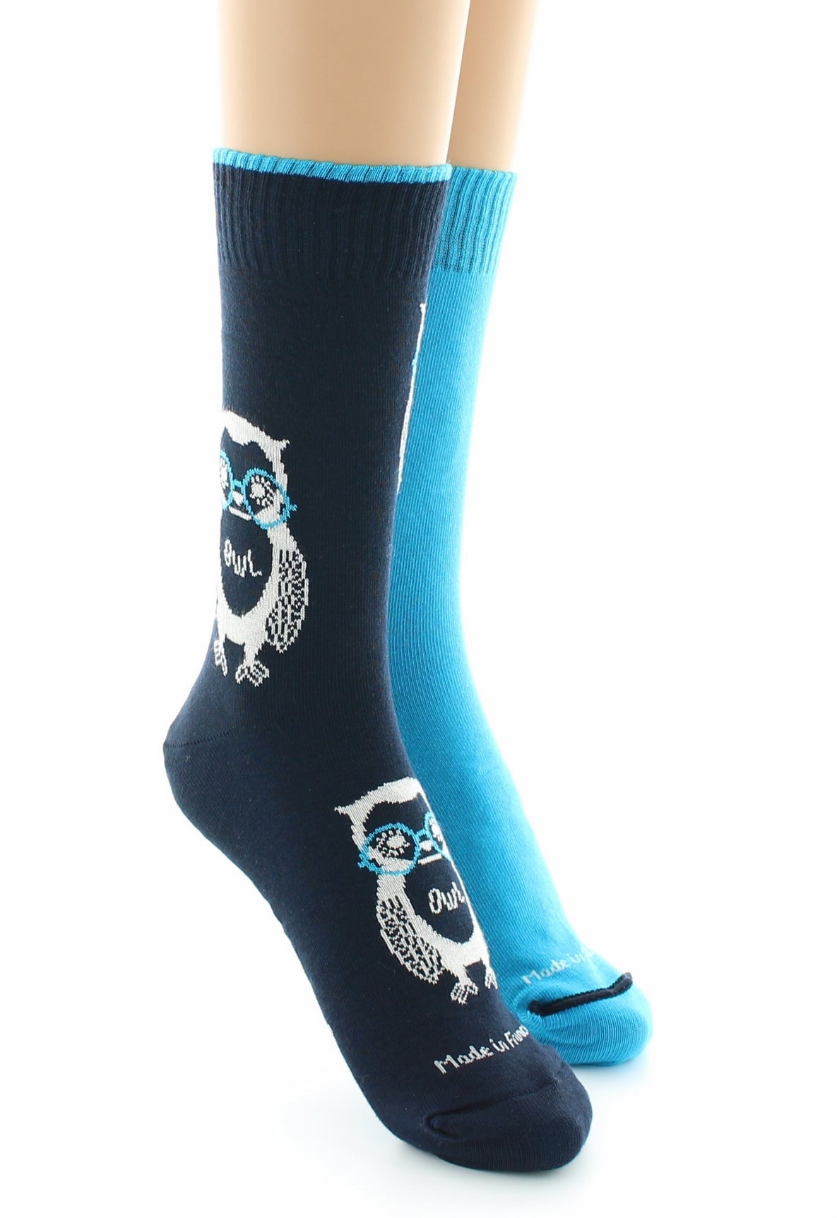 Doubles chaussettes réversibles Hibou Marine Intérieur Bleu vif MARINE-BLEU VIF