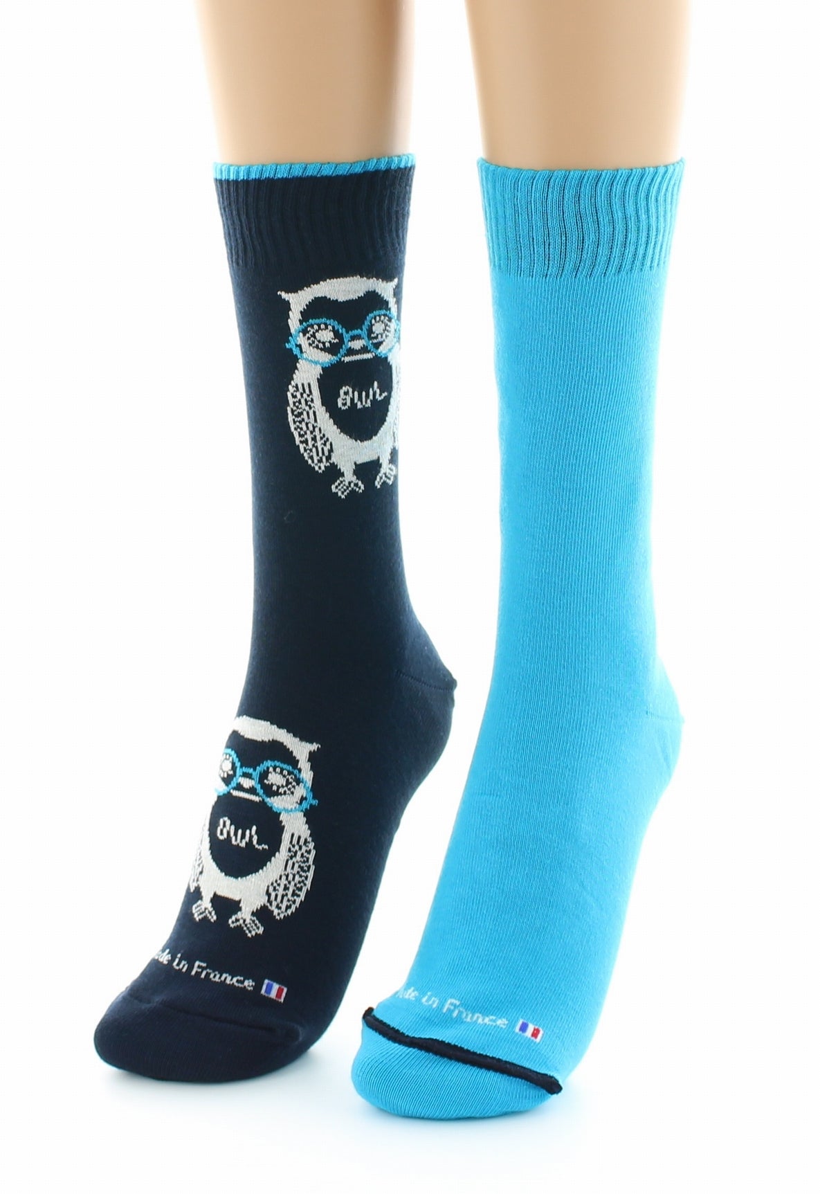 Doubles chaussettes réversibles Hibou Marine Intérieur Bleu vif MARINE-BLEU VIF