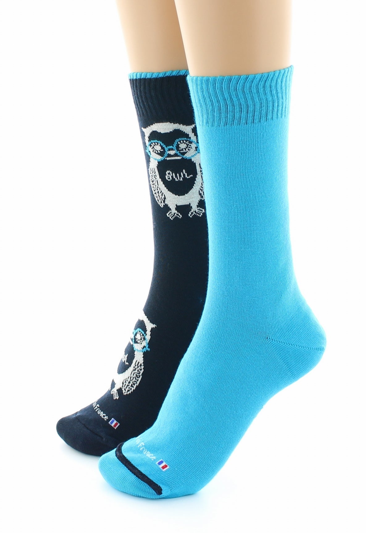 Doubles chaussettes réversibles Hibou Marine Intérieur Bleu vif MARINE-BLEU VIF