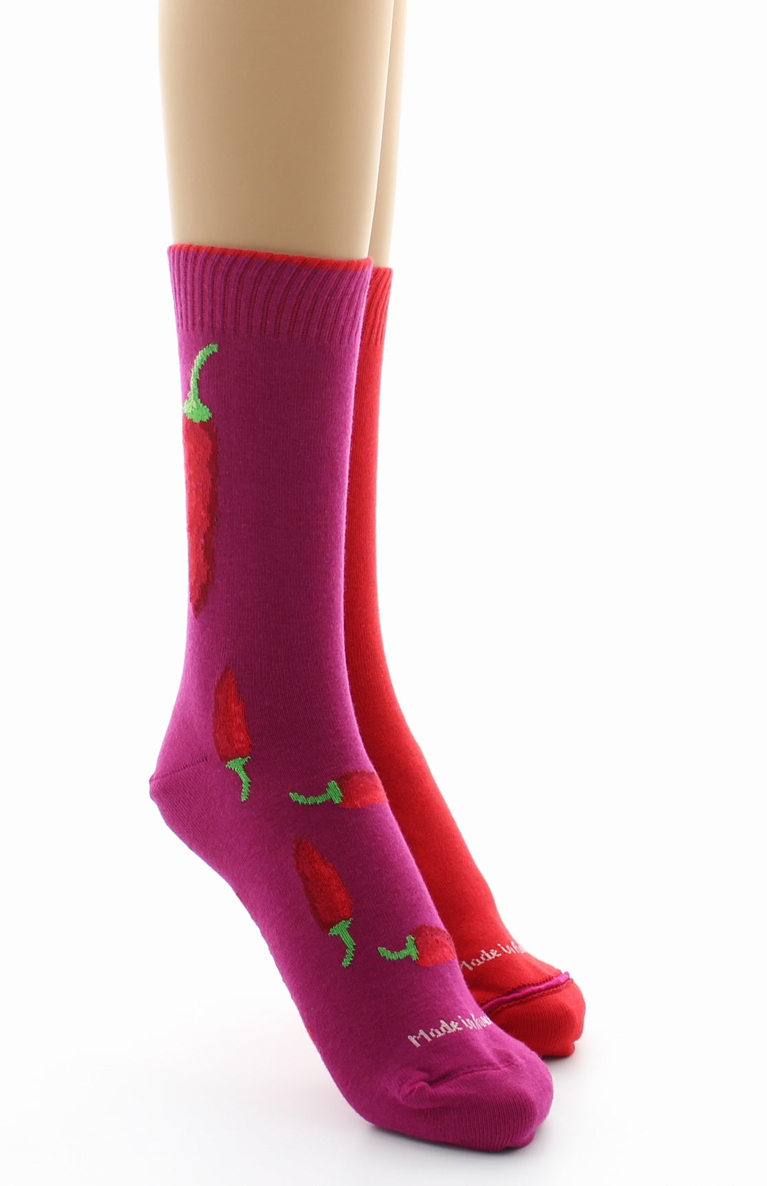 Doubles chaussettes réversibles Piments Fushia Intérieur Rouge FUSHIA-ROUGE